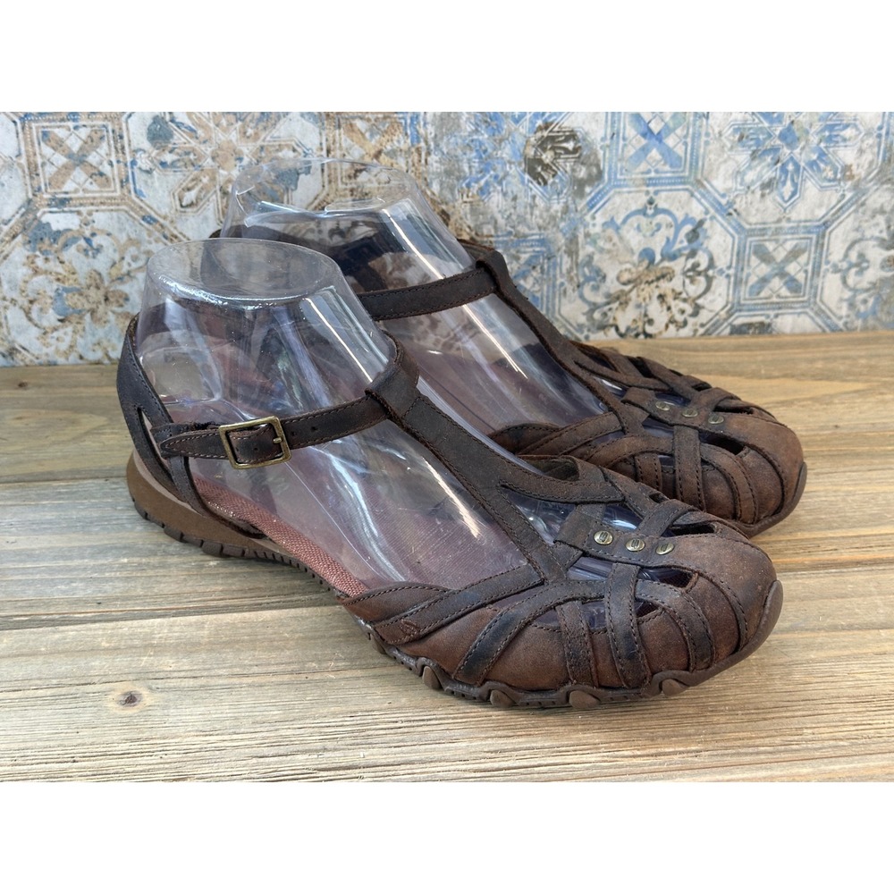 Skechers Fisherman Sandals T-Strap Hippy Womens 8 Brown Excellent
